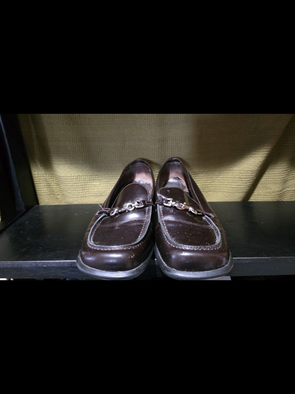 Coach Women's Dark Brown Leather Chain-Trim Loafers